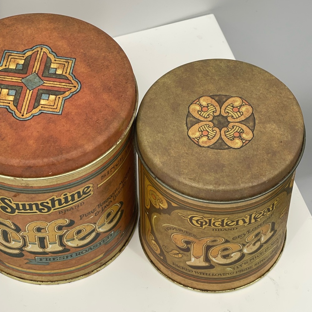 Vintage 4pc Canister Set Metal Ballonoff Flour Sugar Coffee Tea - Picture 9 of 13